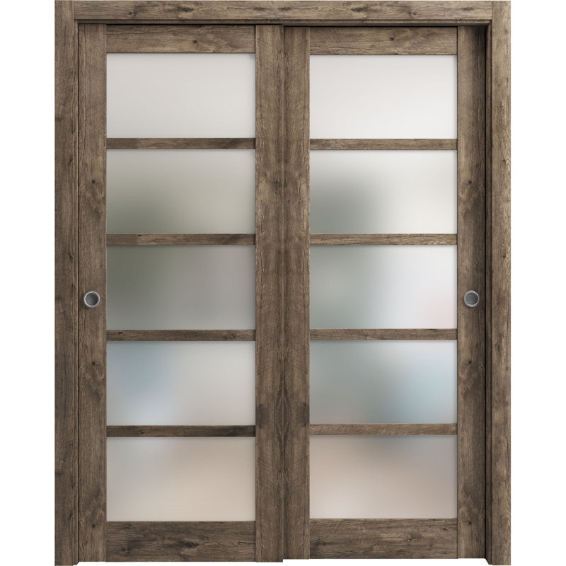 Portes à panneaux coulissantes à panneaux Quadro, Chêne cognac, 60 po x 80 po