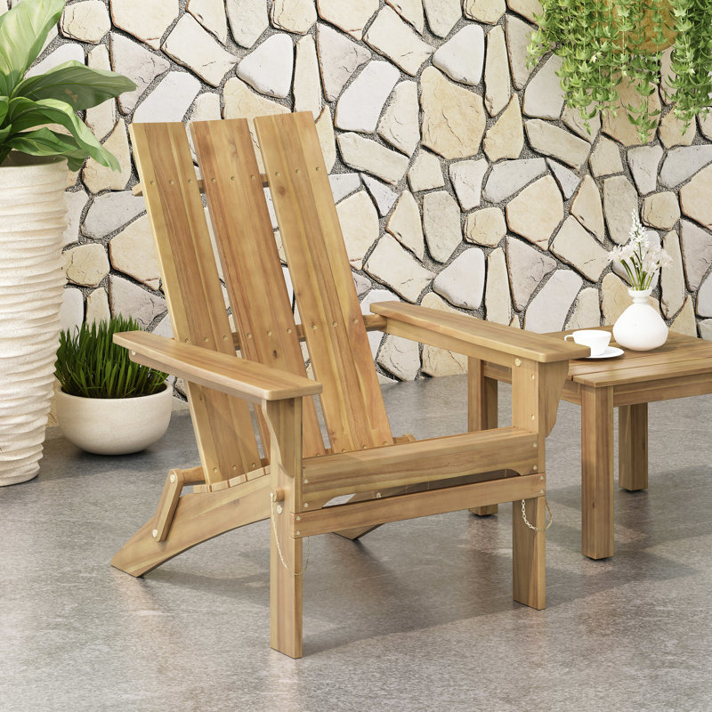 Chaise pliante en bois naturel, chaise longue de patio, 30,73 po Profondeur, hauteur de 37,42 po, style pliable, bois riche en couleurs, espace extérieur, grand, pour patio, terrasse et bord de piscine, finition