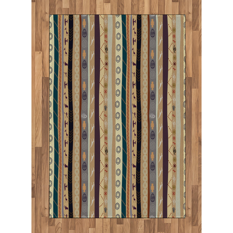 Tribal Vintage High Density Long Fiber Poly Threads Decorative Area Rug Carpet, Rectangle 4' x 5'8"
