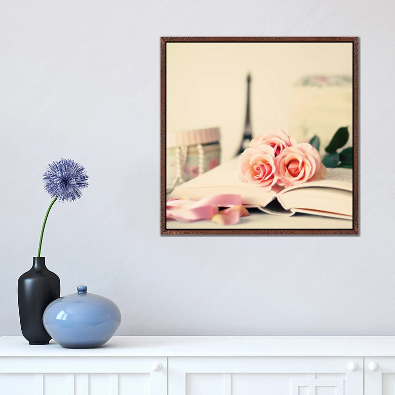 French Decors by Caroline Mint - Print on Canvas, Classic Brown Wood Framed, 45.72 cm H x 45.72 cm W