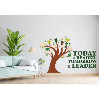 Today A Reader Tomorrow A Leader, Library Tree Wall Art Decals, Library Wall Decal, Education Decals, Reading Room, School, Kids Gifts 314LU