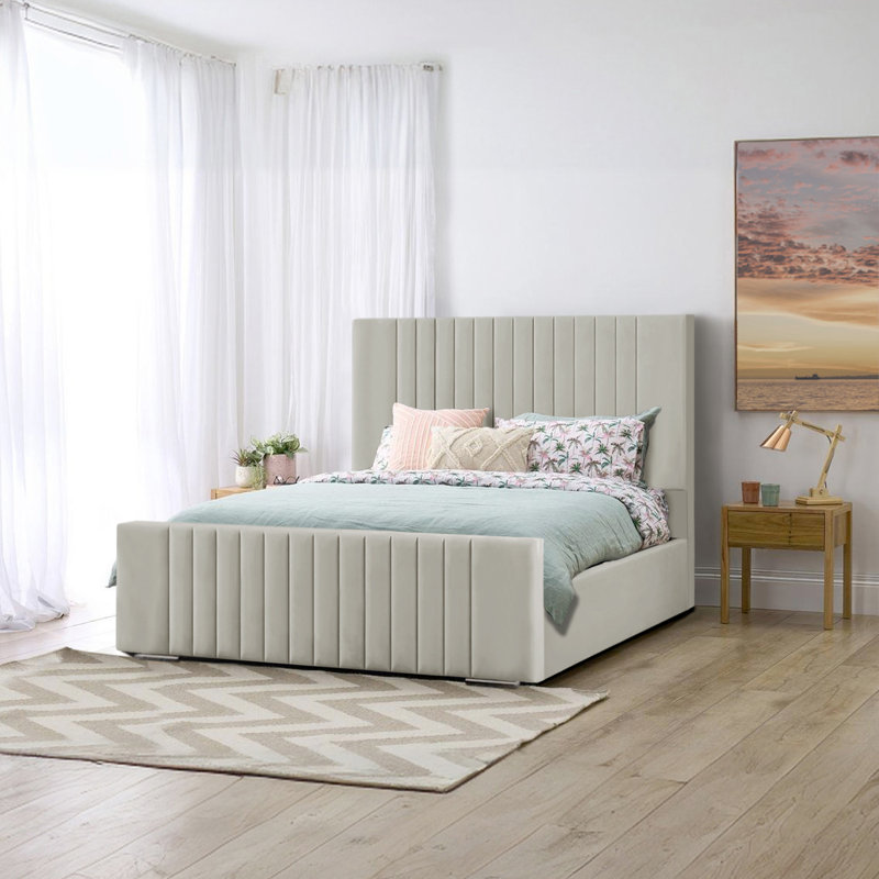 Aerys Upholstered Bed, Double (4'6), Silver