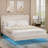 Queen Size Boucle Upholstered Floating Bed Frame With Led Lights, Visual Floating Led Platform Bed, No Box Spring Needed, Beige