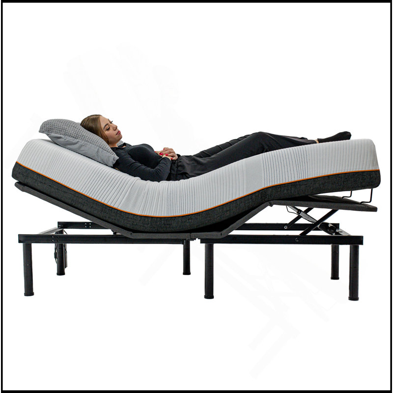 Base de lit moderne réglable en métal avec télécommande câblée, Grand lit