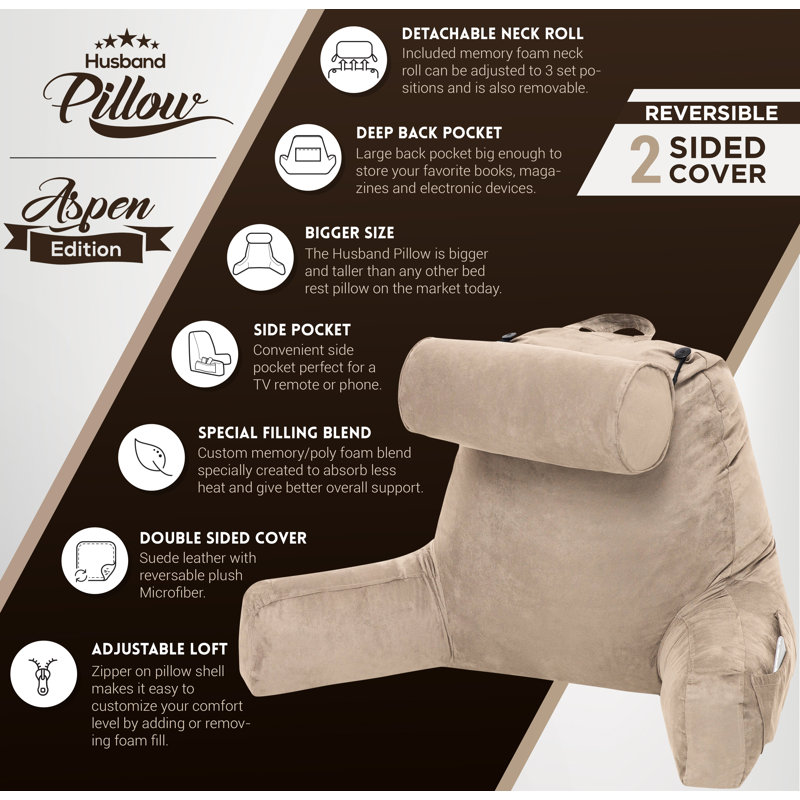 Bed Rest Pillow Cover & Insert, Cowboy Taupe