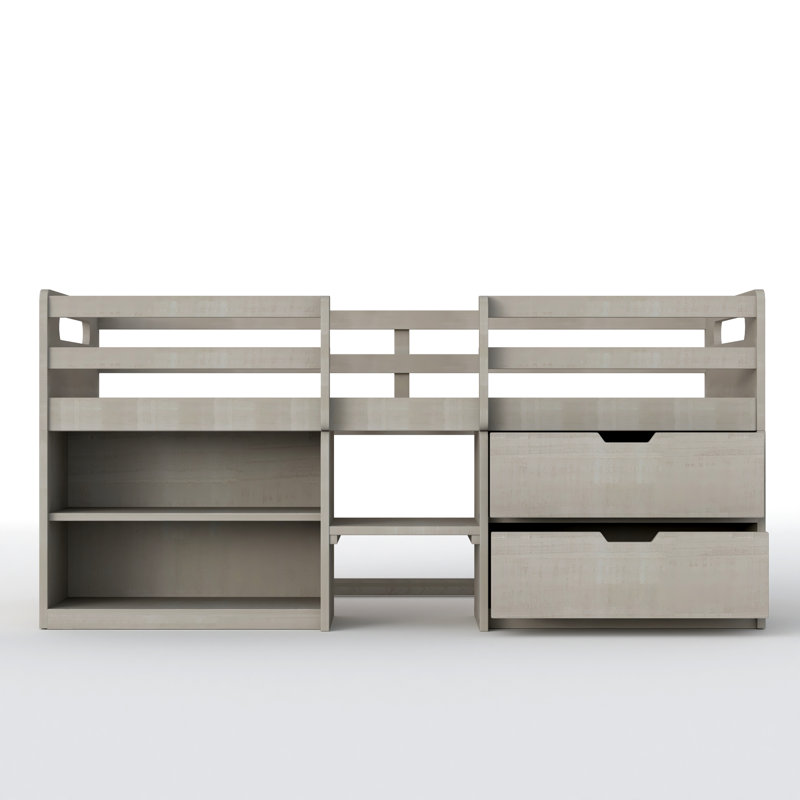 Kids Twin Loft Bed with Drawers, Gray