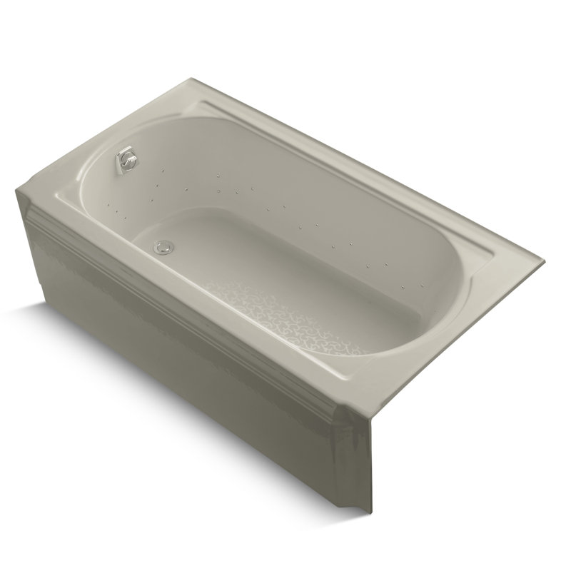 Memoirs 60" x 33.75" Whirlpool Cast Iron Bathtub with Heater, Polished Chrome, Sandbar