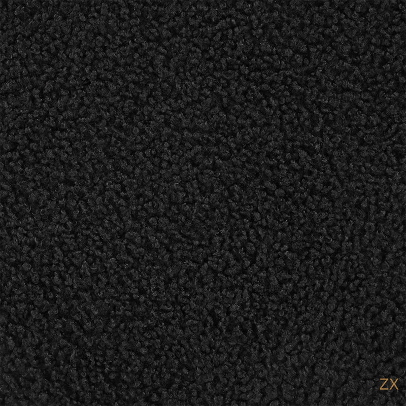 Repose-pieds rond imitation peau de mouton, Noir