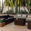 Table de foyer rectangulaire au propane de 112 cm (44 po) avec chauffage de terrasse en osier, puissance de 50 000 BTU