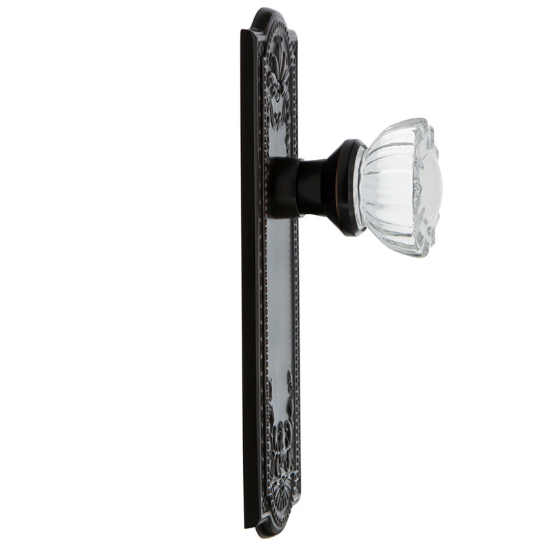 Meadows Plate with Crystal Door Knob, Timeless Bronze, 2.375"
