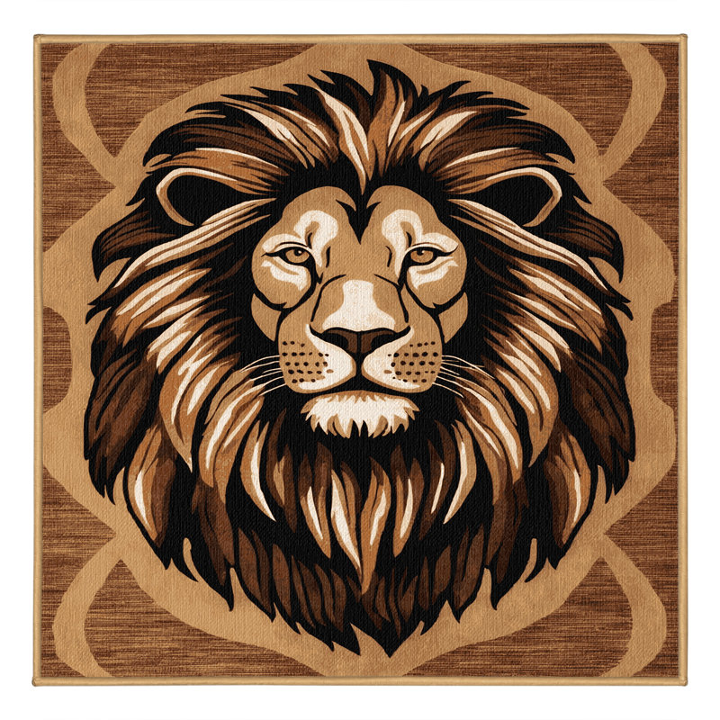 Washable Lions Big Cats Area Rug, Rectangle 5' x 7'