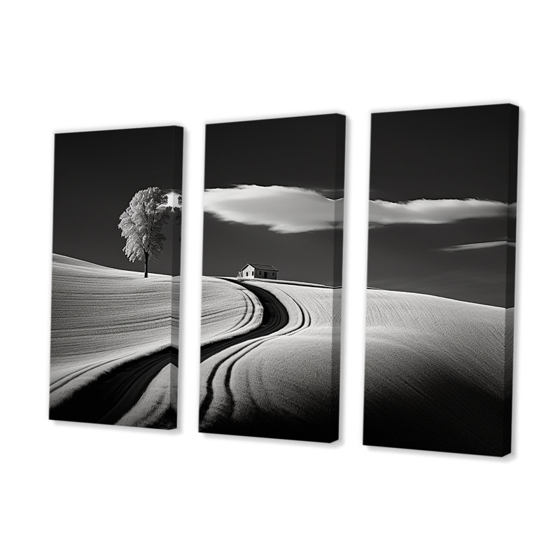 Ensemble de salon Art mural noir et blanc Meadow Horizon II, H 32 po x l 48 po x P 1 po