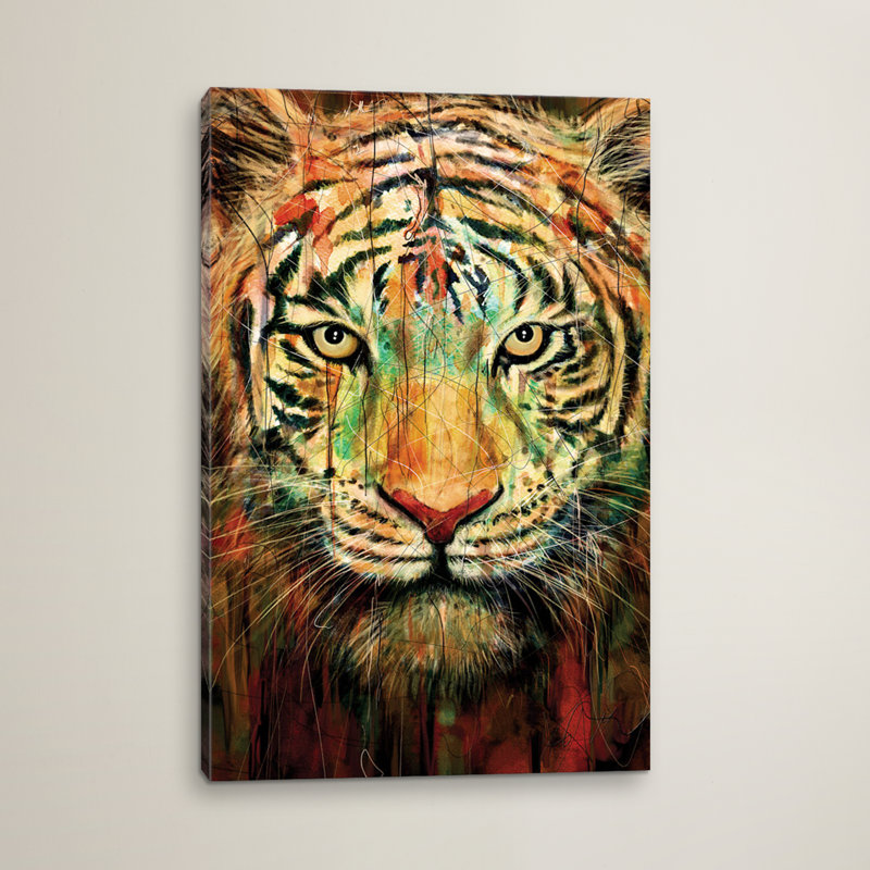 Tiger ii, impression sur toile tendue, H 26 po x l 18 po x P 1,5 po, Toile avec cadre noir, Pas de tapis
