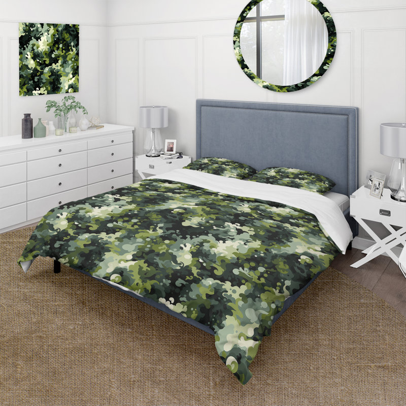 Ensemble de housse de couette Camouflage Jungle - Microfibre polyester Lush, Housse de couette pour très grand lit et 2 très