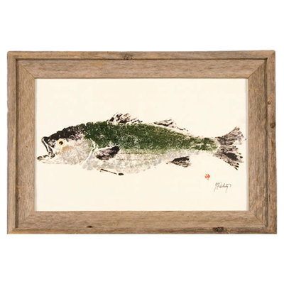 Tableau encadré 4x6 « Bleu rayé d'été de Cape Cod » sur bois flotté