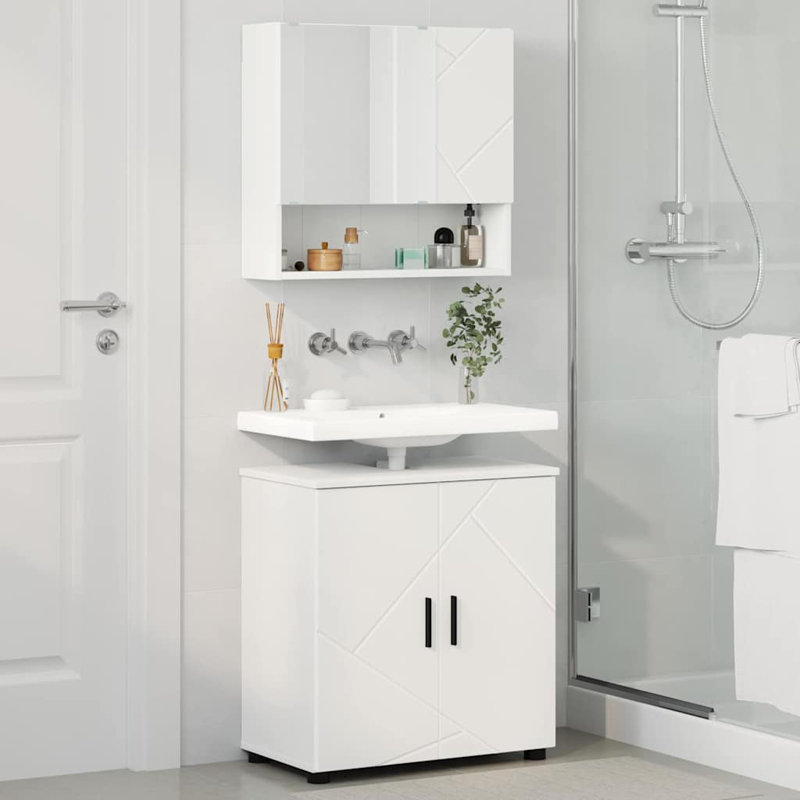 Vanity & Mirror Set, Cream