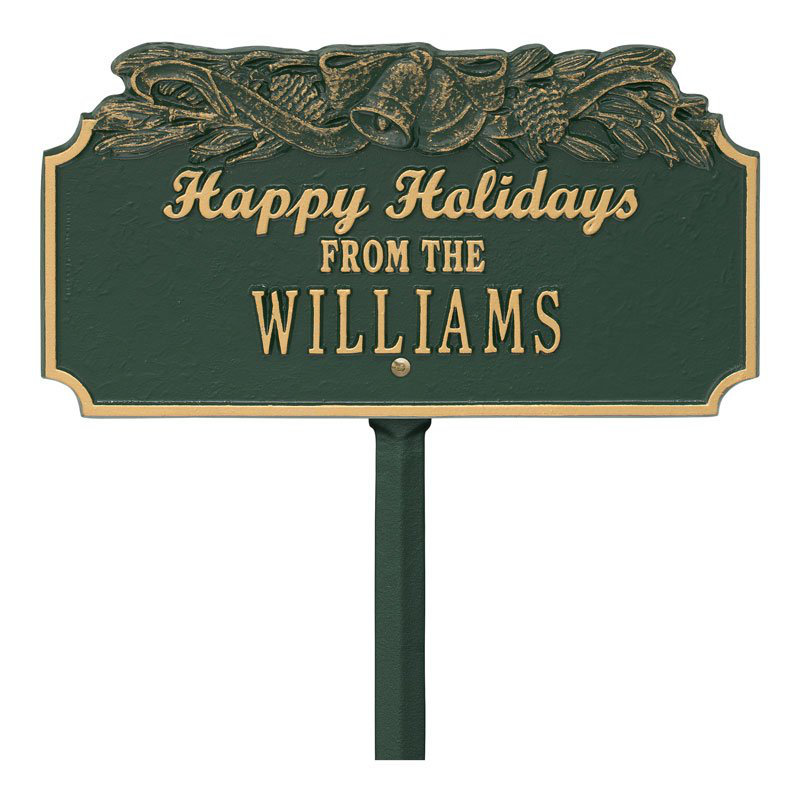 Happy Holidays Garden Stake, Yes, Green/Gold