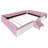 Full Size Velvet Upholstered Daybed with Stairs, Gas Lift Storage Ottoman & Padded Guardrails, Pink & White-2051086878-2051086864