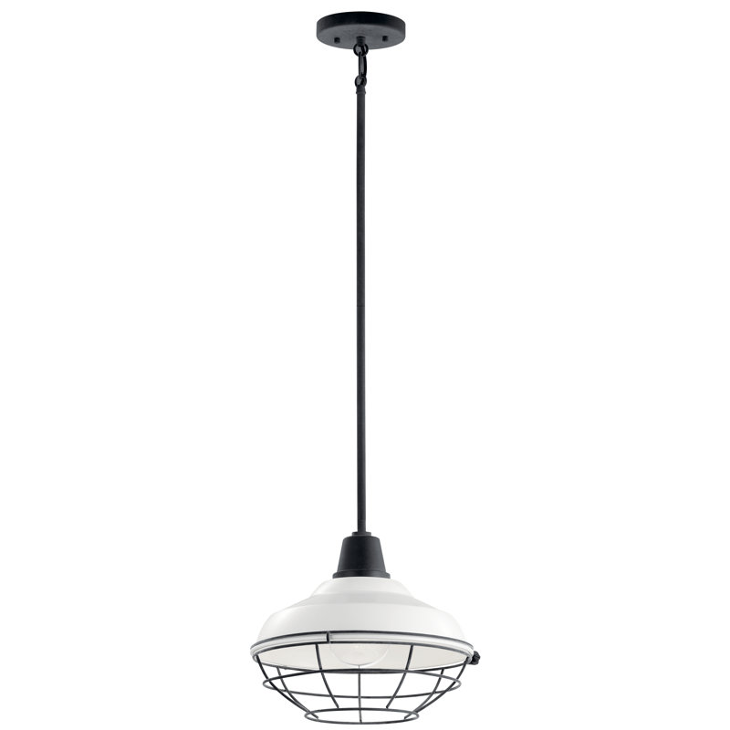 Luminaire suspendu d'extérieur 1 lumière Scaggs, Blanc, H 11 po x l 16,5 po x P 16,5 po
