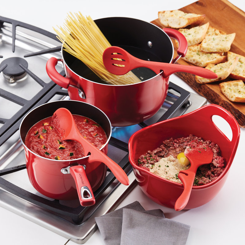 Red Silicone 3-Piece Lazy Kitchen Utensil Set
