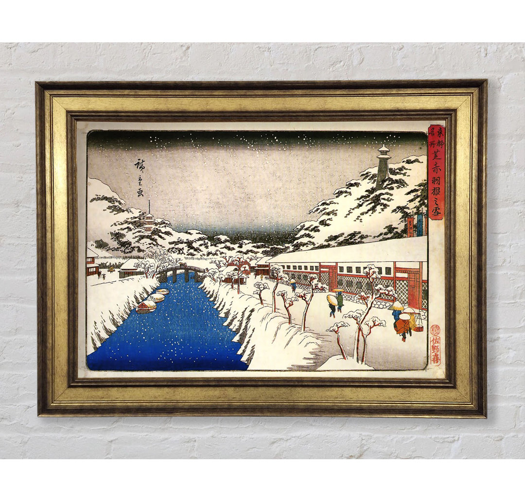 Hiroshige Ansicht eines Kanals im Schnee - Druck