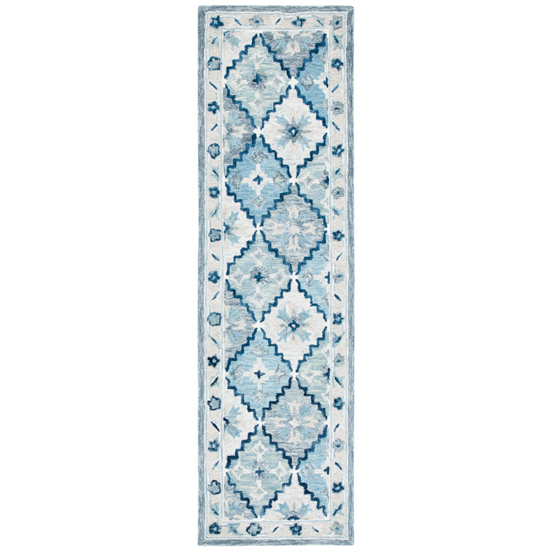 Suzani Hand Tufted Wool And Cotton Damask Rug, Runner 2'3" x 8'