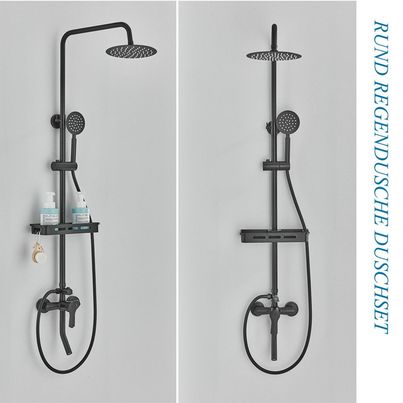 Shower Fixture System Combo Set Rainfall Single Handle Shower Faucet With Shelf