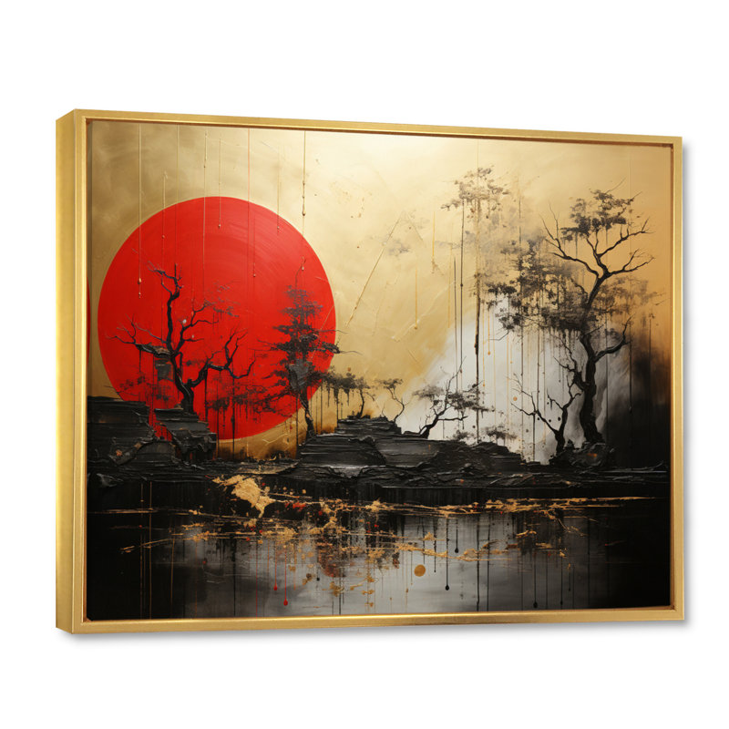 «China Art Dynastic Echoes II», reproduction, H 34 po x l 44 po x P 1,5 po, Cadre flottant doré