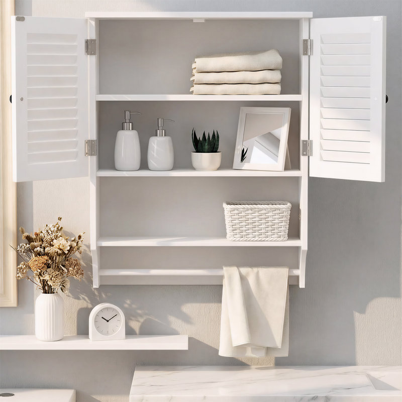 23.6" W Wall Mounted Bathroom Cabinet with 2 Doors, White