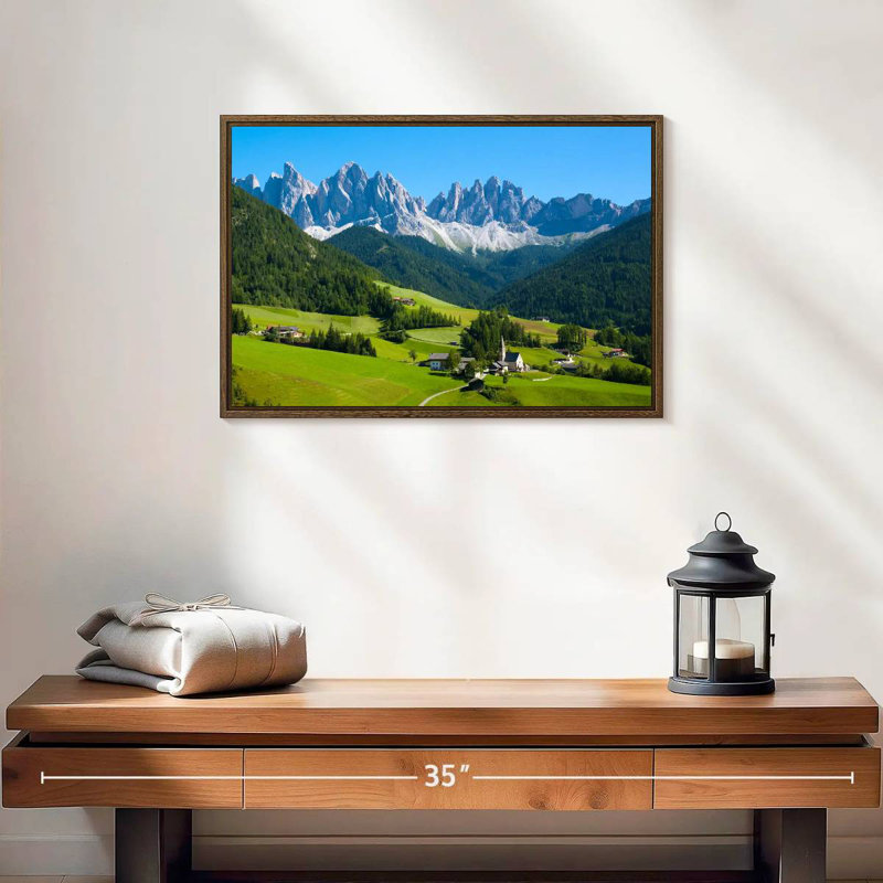 Village à Santa Maddalena, 19 po x 13 po, Cadre flottant noyer