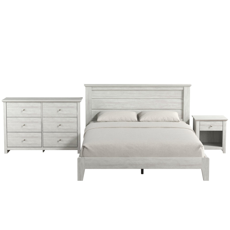 Ensemble de chambre à coucher 3 pièces Tevrat, Chêne gris cendré, Grand