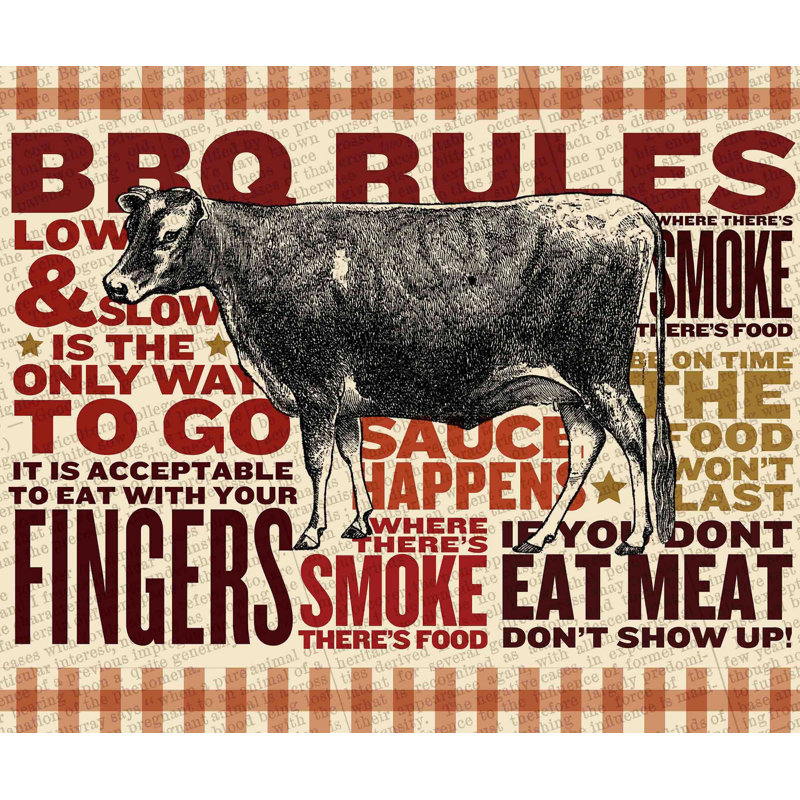 « barbecue rules », reproduction d’art sur toile tendue, H 30 po x l 36 po