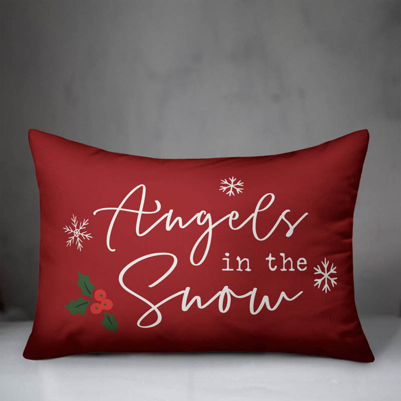 Abstract Snowflakes Throw Pillow E, Red