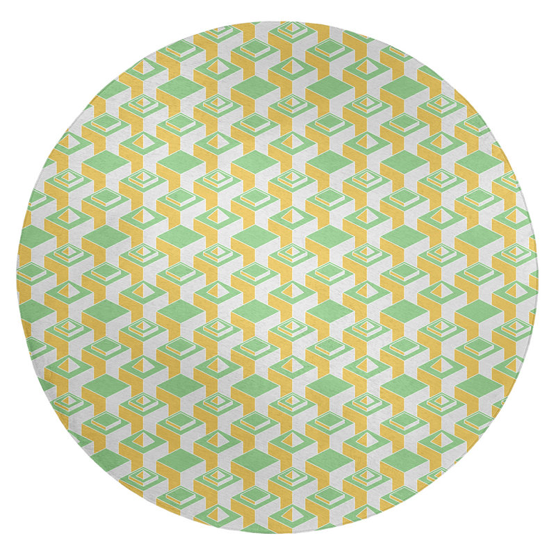 Chenille Geometric Indoor Rug, Round 5'