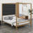 Contemporary Metal Four-Poster Bed Set Featuring Linen Upholstered Headboard-404071924-404071926