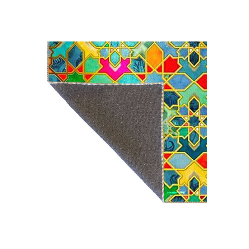 Tapis vert lavable à motif tissé à motif brodé vert, Sous-tapis carré 3 pi 3 po inclus