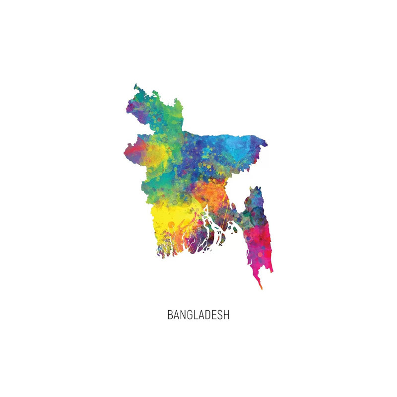 " Bangladesh Map " by Michael Tompsett, 40" H x 26" W x 1.5" D