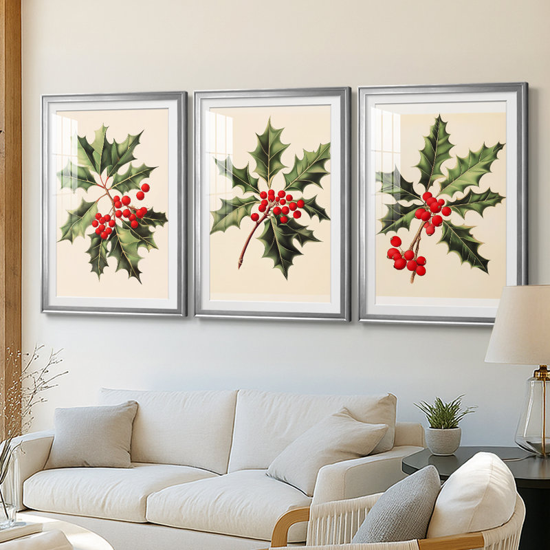 Art des Fêtes de Noël - série 2 - CCXLIV - reproduction encadrée de qualité supérieure sur mesure mat - 3 pièces