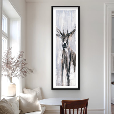 Winter Winter Deer - Blue Bathroom, impression encadrée