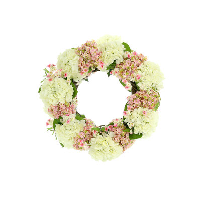 25" Assorted Hydrangea Wreath with Cherry Blossoms