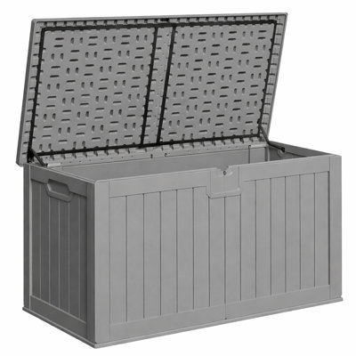 Coffre de terrasse imperméable 240 gallons avec couvercle verrouillable pour meubles de patio, fournitures de piscine