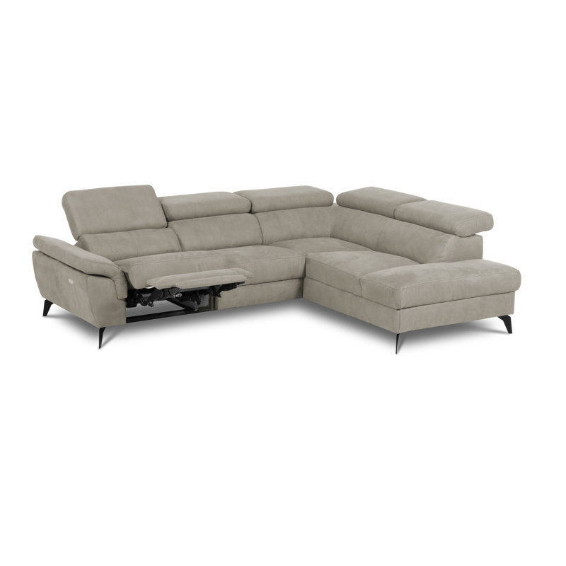 Mirano Imitating Leather Fabric Electric Reclining Corner Sofa , Right Hand Facing, Beige