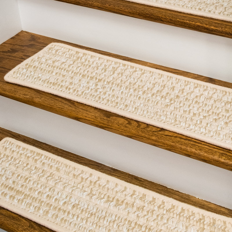 Tapis d'escalier en laine mélangée Monterey, ensemble de 7, Naturel