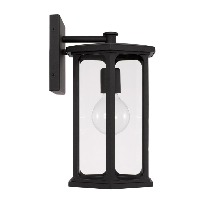 Black and Clear Glass Outdoor Wall Lantern
