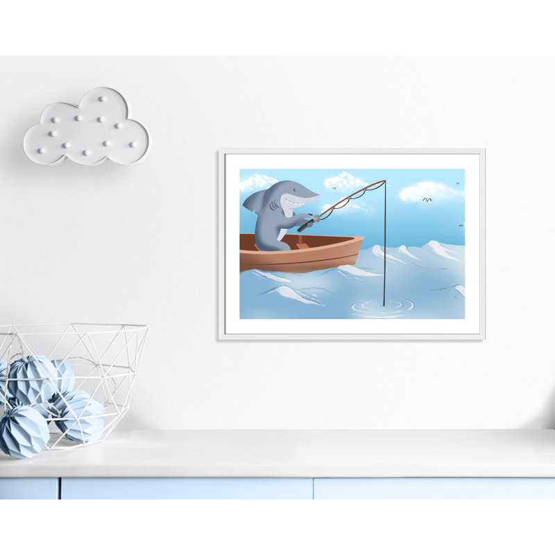 Impression sur papier «Gone Fishing», H 8 po x l 10 po x P 1,18 po, Encadré de boîte blanc