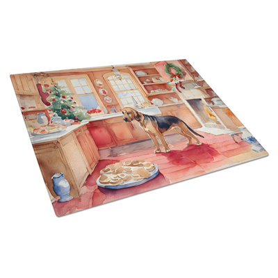 Bloodhound Christmas Cookies Glass Cutting Board