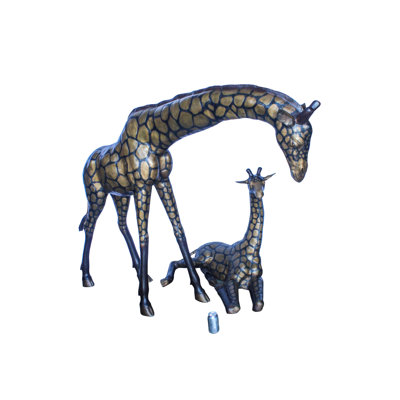 Statues de girafes en bronze taille réelle Nifao Collection, une pose, une debout 77 po x 21 po x H 58 po