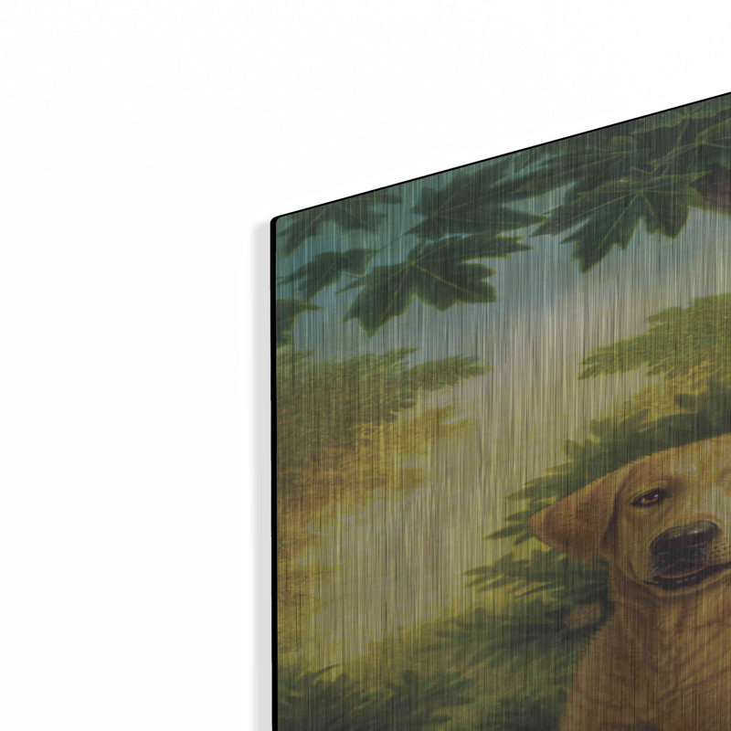 «Yellow Labs» par Dan Craig, art mural en métal, 16 po x 24 po, H 36 po x l 24 po