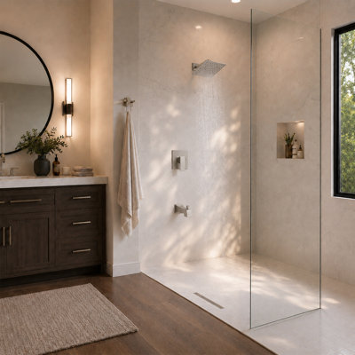Système de douche carré 12 po avec bec de baignoire (valve incluse)
