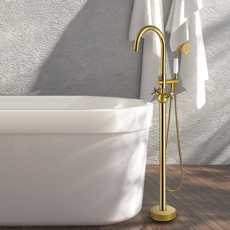Freestanding Tub Filler with Diverter, Ti Gold